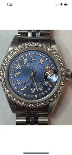 ROLEX LADY’S DATEJUST CUSTOM DIAMOND BLUE DIAL & BEZEL  JUBILEE 26MM REF. 6917