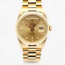 ROLEX DAY-DATE 18238G MEN'S GOLD WATCH 36 ORIGINAL TEN POINT DIAMOND 1995