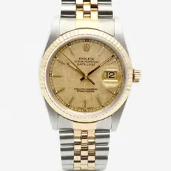 ROLEX BOKASHI LINEN 16233 DATEJUST 36 MEN'S COMBO WATCH RAIL DIAL 1991 135319898