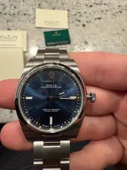 ROLEX OYSTER PERPETUAL 39MM SILVER OYSTER BRACELET WITH SILVER BEZEL