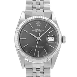 ROLEX DATEJUST 36 1601 GREY INDEX STEEL JUBILEE GOLD FLUTED 1969 MENS WATCH