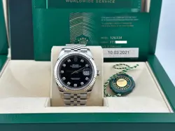 ROLEX DATEJUST 41 126334 BLACK DIAMOND DIAL STEEL 18K GOLD BOX PAPER 2021