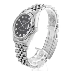 ROLEX DATEJUST 10P DIAMOND 16234G BLACK A 385955