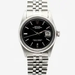 ROLEX DATEJUST 1601 VINTAGE STEEL 36 MEN'S WATCH BLACK 1970S 135322836