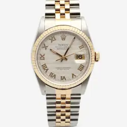 ROLEX DATEJUST COMBINATION 36 MEN'S WATCH PYRAMID WHITE ROMAN 1996 135322830