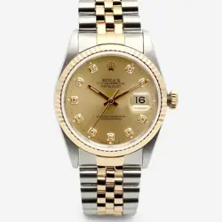 ROLEX DATEJUST 16233 COMBINATION 36 MEN'S WATCH AFTERSETTING TENPOINT DIAMOND