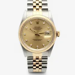 ROLEX DATEJUST 16013G COMBINATION 36 MEN'S WATCH ORIGINAL TENPOINT DIAMOND