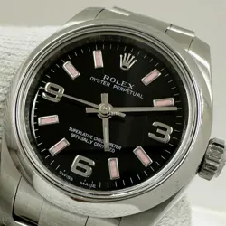 ROLEX OYSTER PERPETUAL 176200 AUTOMATIC BLACK DIAL BRACELET WOMEN'S WATCH