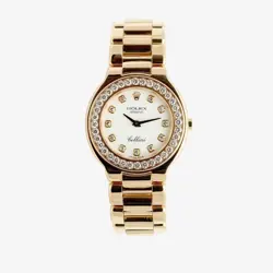 ROLEX CELLINI WOMEN'S GOLD WATCH 28 DIAMONDS 6661/8 ORIGINAL WHITE QUARTZ 1991
