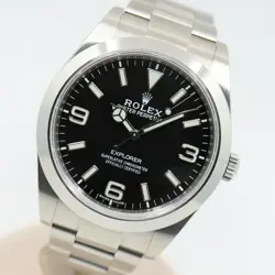 Rolex Explorer 1 214270 39mm Black Chromalight SS Automatic Men's Watch Used