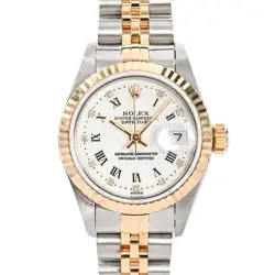 ROLEX DATEJUST LADIES WATCH WHITE ROMAN PRINT