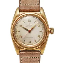 1940S ROLEX BUBBLEBACK REF.3458 K14 YELLOW GOLD MEN'S WRISTWATCH