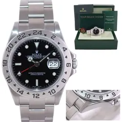 2004 MINT ROLEX EXPLORER II 16570 STAINLESS STEEL BLACK DATE GMT 40MM WATCH BOX