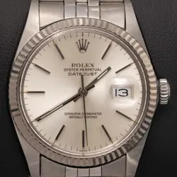 ROLEX DATEJUST 16014 FLUTED BEZEL JUBILEE WATCH 36MM SILVER DIAL