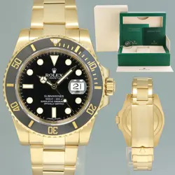 MINT ROLEX SUBMARINER BLACK DIAL CERAMIC 116618 YELLOW GOLD 40MM WATCH BOX