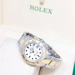 ROLEX 29MM 18K HALF YELLOW GOLD WHITE DIAL LADY YACHTMASTER REF: 169623