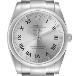 ROLEX AIR KING SILVER ROMAN DIAL STAINLESS STEEL MENS WATCH 114200