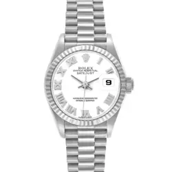 ROLEX PRESIDENT DATEJUST WHITE GOLD ROMAN DIAL LADIES WATCH 69179