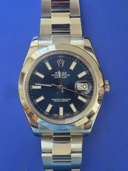 ROLEX DATEJUST II 116300 BLUE DIAL WATCH AND BOX