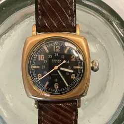 ROLEX OYSTER 1940 MILITARY WWII PILLOW HAND-WOUND GOLD-PLATED WATCH; 29X29MM