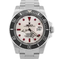 PAPERS ROLEX SUBMARINER DATE MOP RUBY CERAMIC STAINLESS 40MM 116610 LN BOX