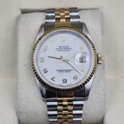 ROLEX DATEJUST 16233 TWO TONE JUBILEE BRACELET IVORY DIAL NO HOLES 36MM WATCH
