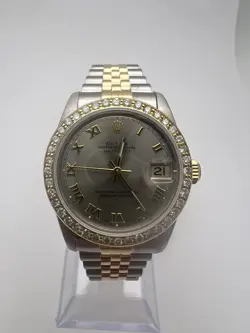 ROLEX DATEJUST 31MM MIDSIZE 68273 SILVER ROMAN DIAL CUSTOM 18K DIAMOND BEZEL