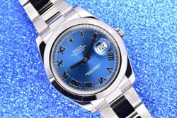 ROLEX DATEJUST II 41MM STAINLESS STEEL BLUE ROMAN DIAL SMOOTH OYSTER 116300