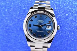 Rolex Datejust II 41mm Stainless Steel Blue Roman Dial Smooth Oyster 116300