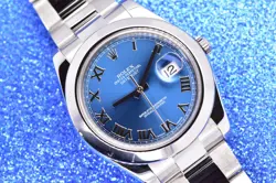 Rolex Datejust II 41mm Stainless Steel Blue Roman Dial Smooth Oyster 116300