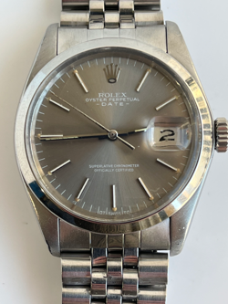 1979 ROLEX DATEJUST OYSTER PERPETUAL 1501 – 34MM - SILVER SUNBURST DIAL