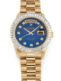 ROLEX DAY-DATE 36MM 18K YELLOW GOLD PRESIDENT  CUSTOM BLUE LAPIZ DIAL & BEZEL