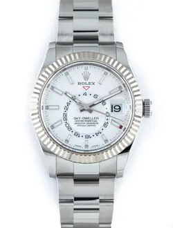 ROLEX SKY-DWELLER 42MM STAINLESS STEEL WHITE DIAL OYSTER 326934 - FULL SET
