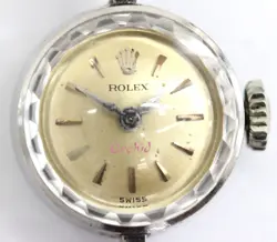 ROLEX ORCHID K18 WHITE GOLD ANTIQUE HAND-WIND CAL 1401 VINTAGE RARE