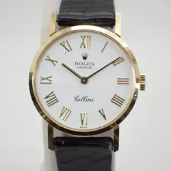 ROLEX CHERRYINI ROMAN INDEX WOMEN'S MANUAL WATCH 750 K18 LEATHER BAND USED