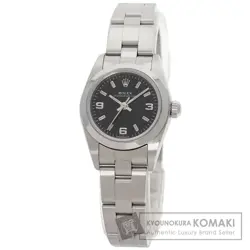 ROLEX 76080 OYSTER PERPETUAL WOMEN'S SILVER STEEL USED WRISTWATCH