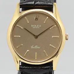 ROLEX CELLINI HAND-WINDING BROWN DIAL 18K GOLD MEN'S WATCH