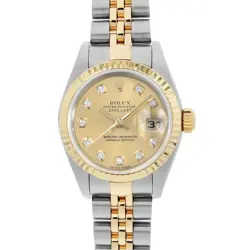 ROLEX DATEJUST 10P DIAMOND 79173G CHAMPAGNE GOLD K NUMBER SECOND HAND WOMEN