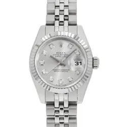ROLEX DATEJUST 10P DIAMOND 179174G SILVER V NUMBER SECOND HAND WOMEN