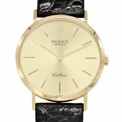 ROLEX CELLINI REF.4112 8 MEN WATCH NO. E HAND WOUND K18YG LEATHER 32MM YELLOW G