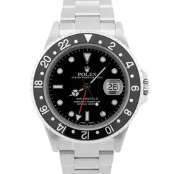 ROLEX GMT-MASTER II 40MM BLACK NO-HOLES STAINLESS STEEL OYSTER WATCH 16710