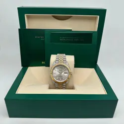 ROLEX DATEJUST 126333 CUSTOM FULLY ICED OUT YELLOW GOLD STEEL SILVER DIAL WATCH