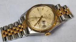 ROLEX DATEJUST 36 WATCH REF. 16013 STEEL GOLD TAPESTRY DIAL