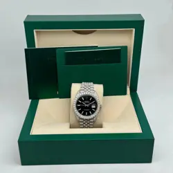 ROLEX DATEJUST AUTOMATIC CUSTOM FULLY ICED OUT 20.95 CT BLACK DIAL WATCH