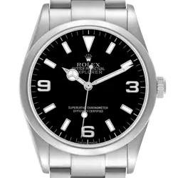 ROLEX EXPLORER I BLACK DIAL STEEL MENS WATCH 114270 BOX CARD