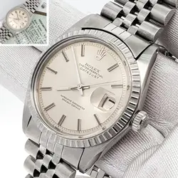 ROLEX DATEJUST 36MM  WHITE GOLD FLUTED BEZEL STEEL JUBILEE 1603 SERVICE PAPERS