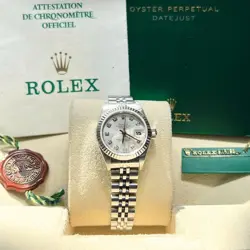 ROLEX 69174 LADY-DATEJUST 26MM STEEL SILVER DIAMOND DIAL JUBILEE 1996