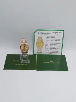 ROLEX DATEJUST 16233 TWO TONE YELLOW GOLD OYSTER CHAMPAGNE DIAL 36MM P2🐝