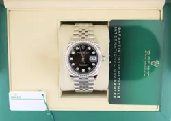 2022 ROLEX DATEJUST 126284RBR BLACK DIAMOND DIAL + BEZEL SS JUBILEE W PAPER 36MM