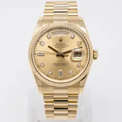 ROLEX DAY-DATE 36 118238 GOLD WRISTWATCH - CHAMPAGNE DIAMOND, PRESIDENT - PRE...